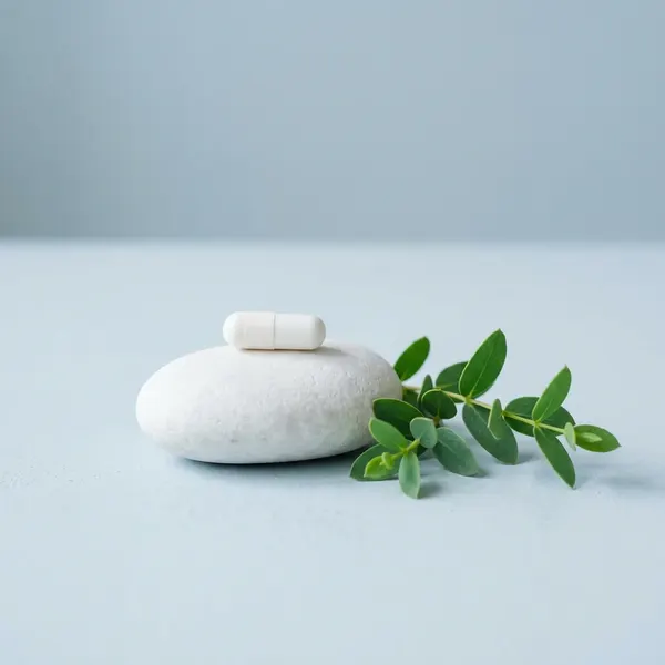 A single capsule on a stone